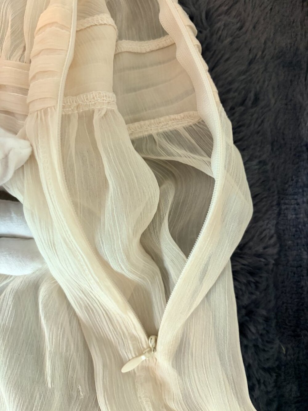 Sheer Ivory Embroidered Lace Boho Blouse Fairycore Cottagecore Top Size Small - Picture 9 of 14